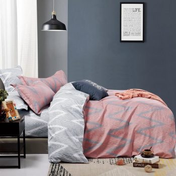Štýlové ružovo sivé obojstranné posteľné obliečky v etno designe 4 časti: 1ks 160 cmx200 + 2ks 70 cmx80 + plachta Ružová 70 x 80 cm 38698-181836