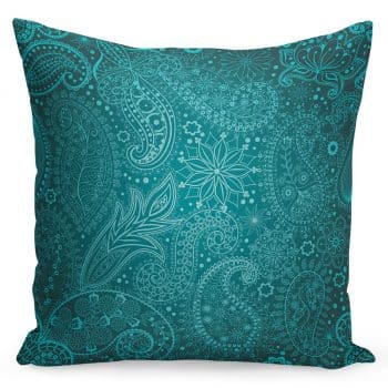 Tyrkysová obliečka na vankúš s množstvom ornamentov 40x40 cm Tyrkysová 11911-104814