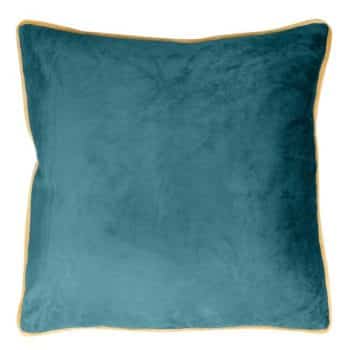 Tyrkysová zamatová obliečka na vankúš so zlatým lemom 45x45 cm Tyrkysová 34797-166907