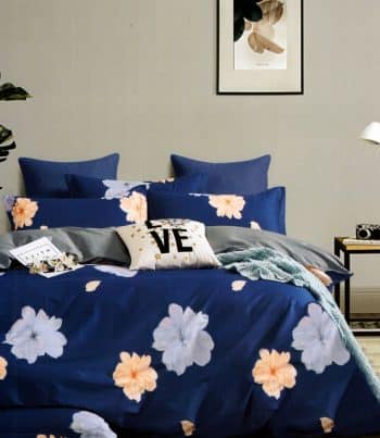 Unikátne bavlnené modré posteľné obliečky s kvetmi 3 časti: 1ks 160 cmx200 + 2ks 70 cmx80 Modrá 70 x 80 cm 36920-176494