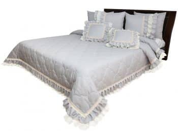 Vintage svetlosivý prehoz v romantickom štýle Šírka: 200 cm | Dĺžka: 220 cm 27531-152945