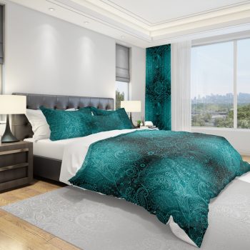 Zelené obliečky na posteľ s ornamentmi 3 časti: 1ks 160 cmx200 + 2ks 70 cmx80 Zelená 70 x 80 cm 11891-36005