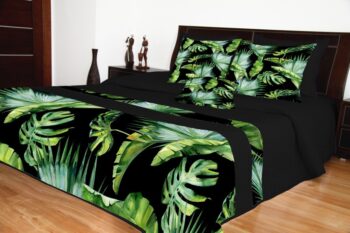 Čierny moderný prehoz s farebným exotickým motívom 170x210cm  47387-219190