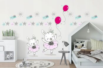 Detská nálepka na stenu pre dievčatko zajačik baletka 100 x 200 cm 46612-217505