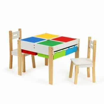 Farebný detský set stolíka a 2 stoličiek XKF002_MLS Biela