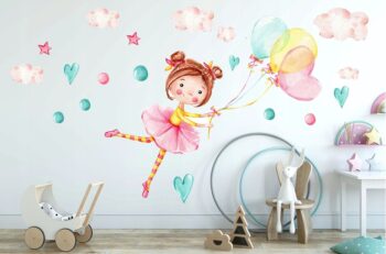 Krásna detská nálepka na stenu dievčatko s balónmi 60 x 120 cm 46191-216712