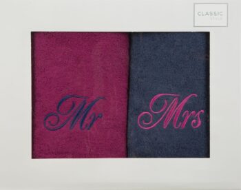 Krásne bavlnené uteráky pre pár Mr and MRS 50 x 90 cm