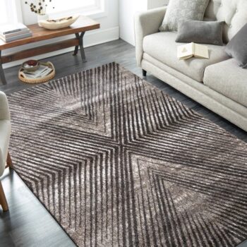 Moderný koberec so zaujímavým geometrickým vzorom opakujúcich sa diagonálnych čiar 44526-208226
