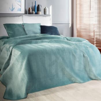 Prešívaný zamatový prehoz na posteľ mätovo zelenej farby Šírka: 170 cm | Dĺžka: 210 cm 41507-209375