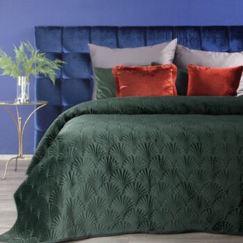 Tmavo zelený prehoz s reliéfnym vzorom art deco Šírka: 220 cm | Dĺžka: 240 cm 43259-184646