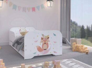 Úchvatná detská posteľ 160 x 80 cm s rozkošnou líškou  Biela 46836