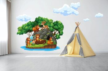 Úžasná detská nálepka na stenu roztomilá rodinka medvedíkov 100 x 200 cm 46596