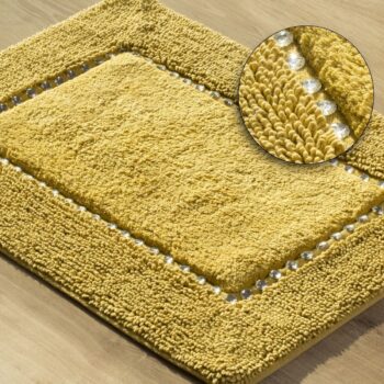 Žltý bavlnený ozdobený koberec do kúpelne 50 x 70 cm Šírka: 50 cm | Dĺžka: 70 cm 44484-208078
