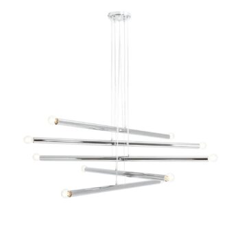 Závesná lampa Tubo, chróm, 10-plameňová