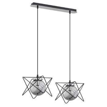Závesná lampa Sagard, 2-pl., strieborná/čierna