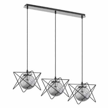 Závesná lampa Sagard, 3-pl., strieborná/čierna