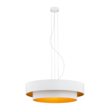 Závesná lampa Fredik, Ø 60 cm, biela/zlatá - Image 2