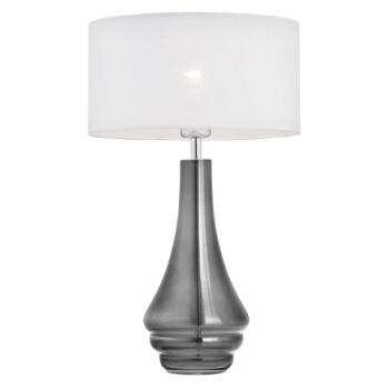 Stolná lampa Arabesca podstavec dymové sklo, biela