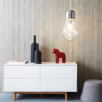 Žiarivá sklenená závesná lampa Bulb, chróm - Image 4