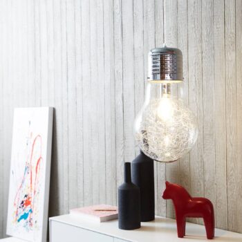 Žiarivá sklenená závesná lampa Bulb, chróm - Image 3