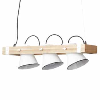 Závesná lampa Plow 3-pl. biela, svetlé drevo - Image 2