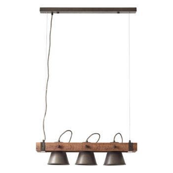 Závesná lampa Plow 3-pl., čierna/drevo tmavé - Image 2