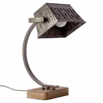 Kovová stolná lampa Drake s dreveným podstavcom - Image 2