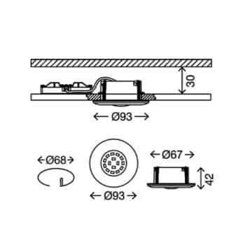 Biele zapustené LED svetlo Shower, IP65 - Image 3