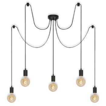 Závesná lampa 4104-055 Black Steel, 5-plameňová