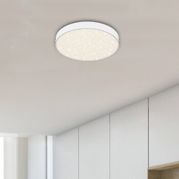Stropné LED svietidlo Flame Star, Ø 21,2 cm, biela