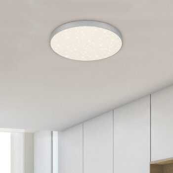 Stropné LED svietidlo Flame Star Ø 28,7cm striebro