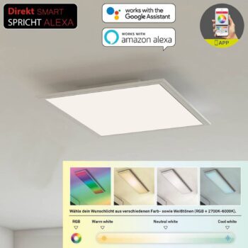Stropné LED svietidlo Gemini, RGBW, 59,5 x 59,5 cm