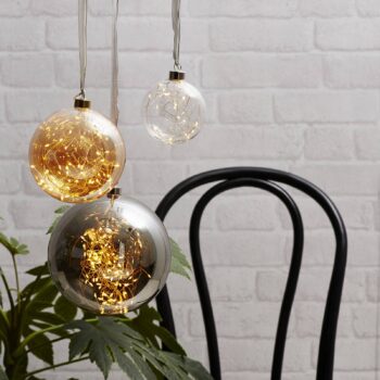 LED deko guľa Glow, skla, Ø 20 cm dymová sivá - Image 2