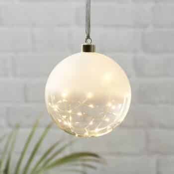 LED deko guľa Glow zmrznutá/číra Ø 15 cm