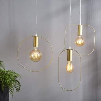 Dekoračná závesná lampa Shape so štvorcom, zlatá