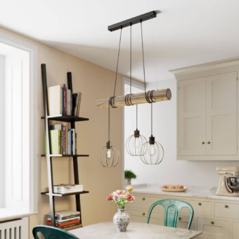 Závesná lampa Karou, 3-plameňová, sivá morená - Image 2