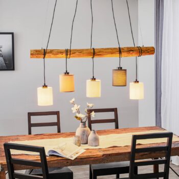 Závesná lampa Sachiko drevený trám, 5 tienidiel - Image 2