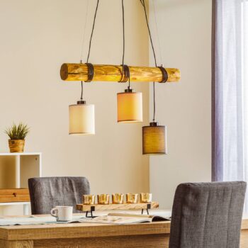Závesná lampa Sachiko, drevený trám, 3 tienidlá - Image 2