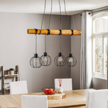 Závesná lampa Karou, 4-plameňová, hnedá morená - Image 2