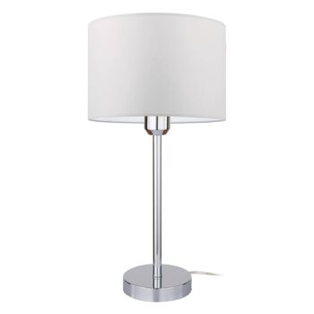 Stolová lampa Dove, pochrómovaný podstavec, sivá