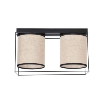 Stropné svietidlo Tubo, textil, béžová 2-plameňové - Image 2