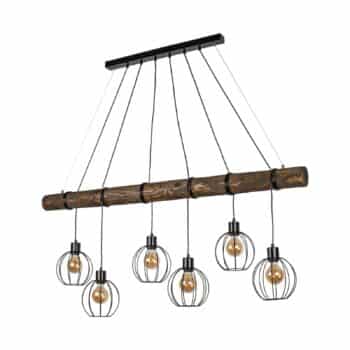 Závesná lampa Karou, 6-plameňová, orechové drevo - Image 2