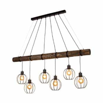 Závesná lampa Karou, 6-plameňová, orechové drevo