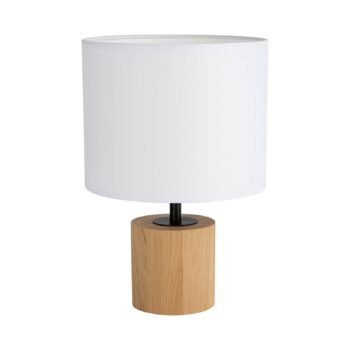 Stolová lampa Tidas, olejovaný dub, Ø 20 cm, biela - Image 2