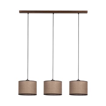 Závesná lampa Tubo, orech, čierna/béžová, 3-pl. - Image 2