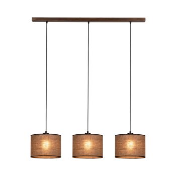 Závesná lampa Tubo, orech, čierna/béžová, 3-pl.