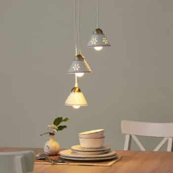 3-pl. závesná lampa NONNA z bielej keramiky - Image 3