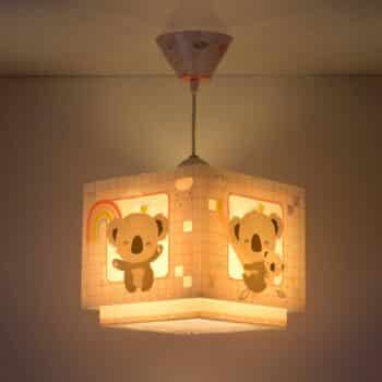 Detská závesná lampa Koala, 1-plameňová, ružová