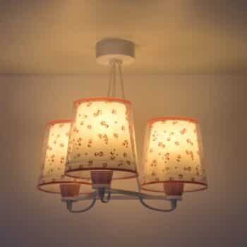 Detská závesná lampa Dream Flowers, 3-pl., ružová