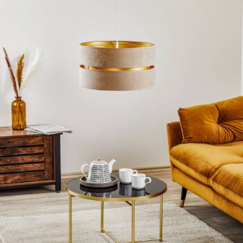 Závesná lampa Duo, béžová/zlatá, Ø 40 cm, 1-pl. - Image 2